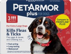 PetArmor Plus Flea & Tick Spot Treatment for Dogs, 89-132 lbs, 3 Doses (3-mos. supply)