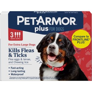 PetArmor Plus Flea & Tick Spot Treatment for Dogs, 89-132 lbs, 3 Doses (3-mos. supply)