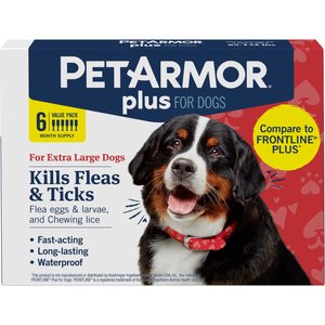 PetArmor Plus Flea & Tick Spot Treatment for Dogs, 89-132 lbs, 6 Doses (6-mos. supply)