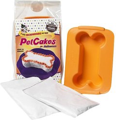 PetCakes Carob Flavor Microwavable Halloween Cake Mix Kit with Bone Shaped Dog Treat Pan, 6-oz bag