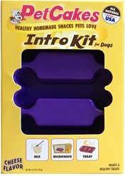 PetCakes Intro Kit Cheese Flavor Microwavable Mix with Bone Shaped Pan Dog Treats, 4.5-oz box