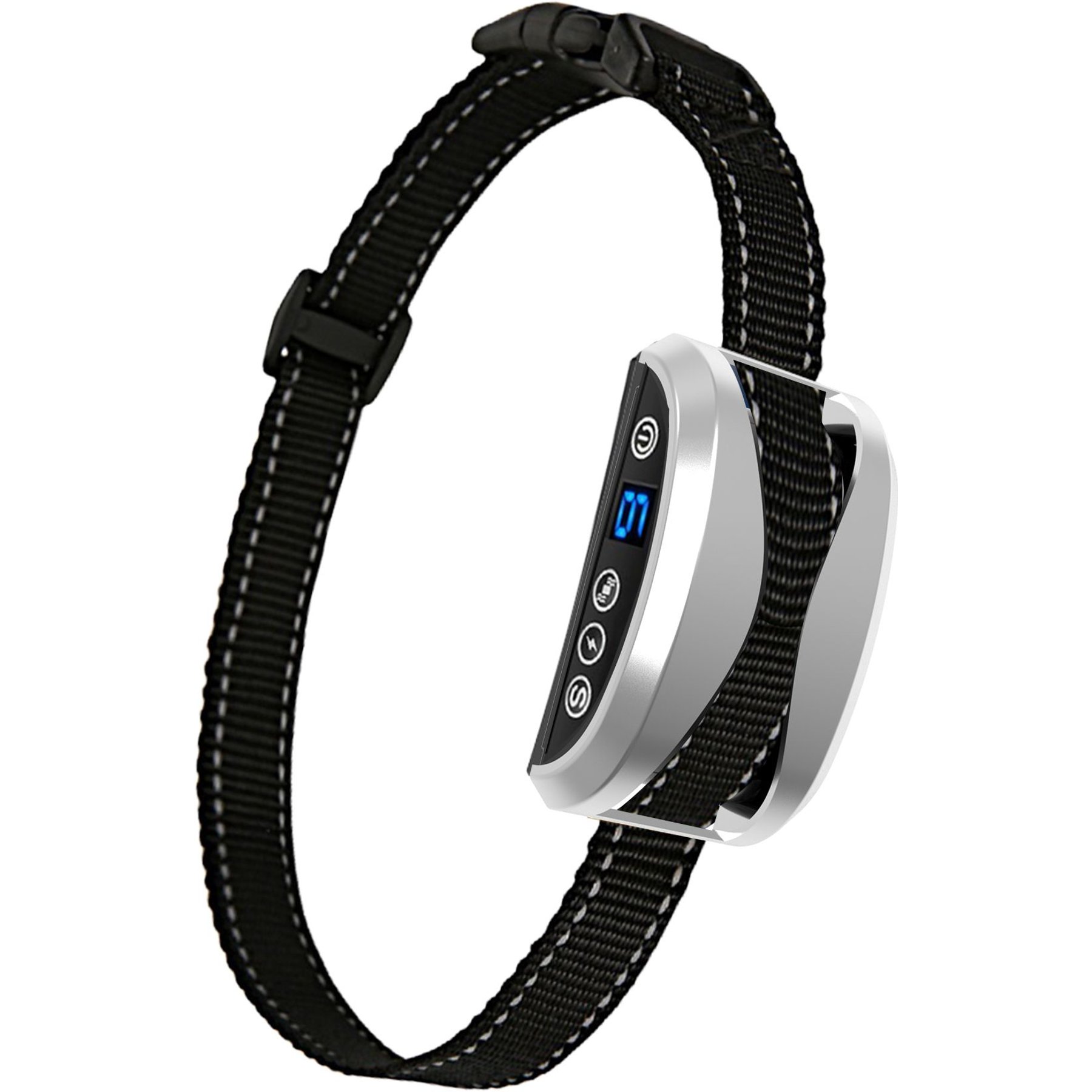 LvLrister Rechargeable Static Dog Bark Collar, Silver