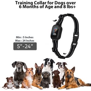 Petdiary 5 Training Mode Waterproof LCD Color Screen Dog Static Bark Collar, Black