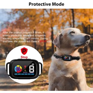 Petdiary 5 Training Mode Waterproof LCD Color Screen Dog Static Bark Collar, Black