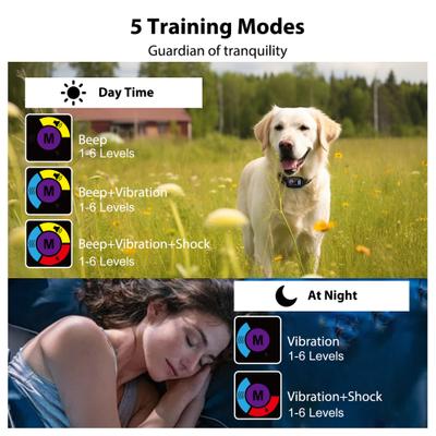 Show full view: Petdiary 5 Training Mode Waterproof LCD Color Screen Dog Static Bark Collar, Black slide 3 of 11