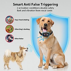 Petdiary 5 Training Mode Waterproof LCD Color Screen Dog Static Bark Collar, Black