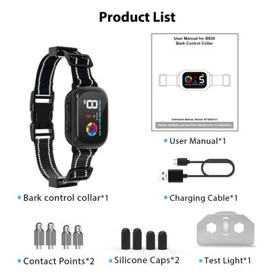 Show full view: Petdiary 5 Training Mode Waterproof LCD Color Screen Dog Static Bark Collar, Black slide 10 of 11