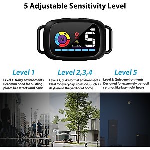 Petdiary 5 Training Mode Waterproof LCD Color Screen Dog Static Bark Collar, Black