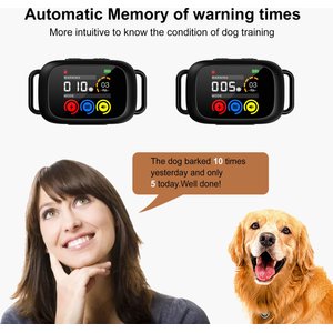 Petdiary 5 Training Mode Waterproof TFT Color Screen Dog Static Bark Collar, Black