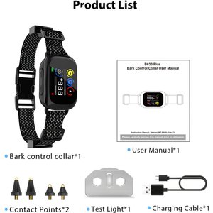 Petdiary 5 Training Mode Waterproof TFT Color Screen Dog Static Bark Collar, Black
