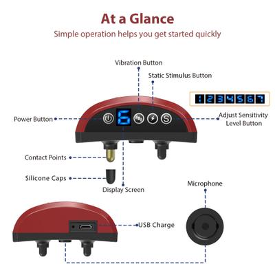 Show full view: Petdiary B340 Rechargeable Dog Bark Collar, Small, Red slide 7 of 9