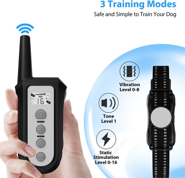 Show full view: Petdiary Rechargeable Advanced Remote Training Dog Collar, Black/Silver, Medium slide 2 of 10