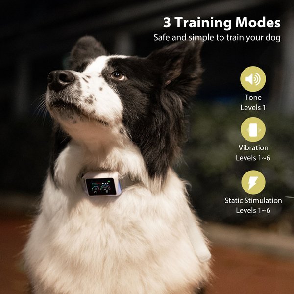 Show full view: Petdiary Smart Touch Screen Rechargeable Dog Bark Collar, White slide 2 of 10