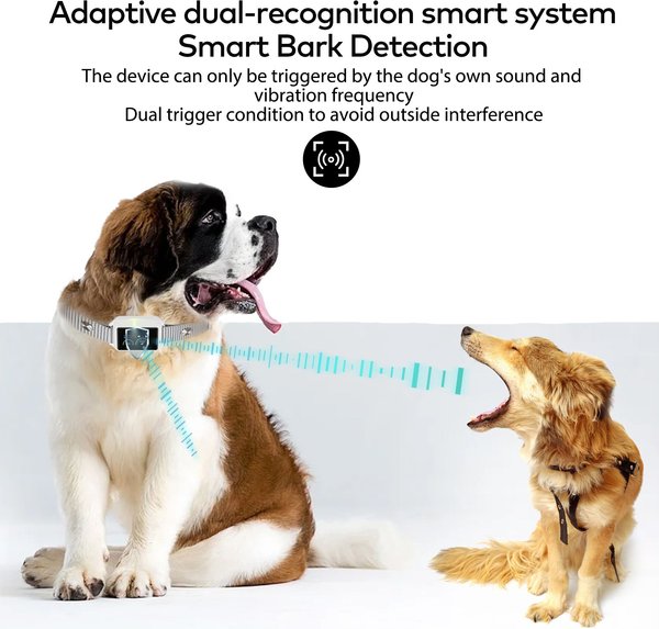 Show full view: Petdiary Smart Touch Screen Rechargeable Dog Bark Collar, White slide 3 of 10