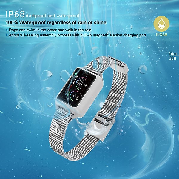 Show full view: Petdiary Smart Touch Screen Rechargeable Dog Bark Collar, White slide 5 of 10