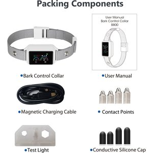 LvLrister Smart Touch Screen Rechargeable Dog Bark Collar, White