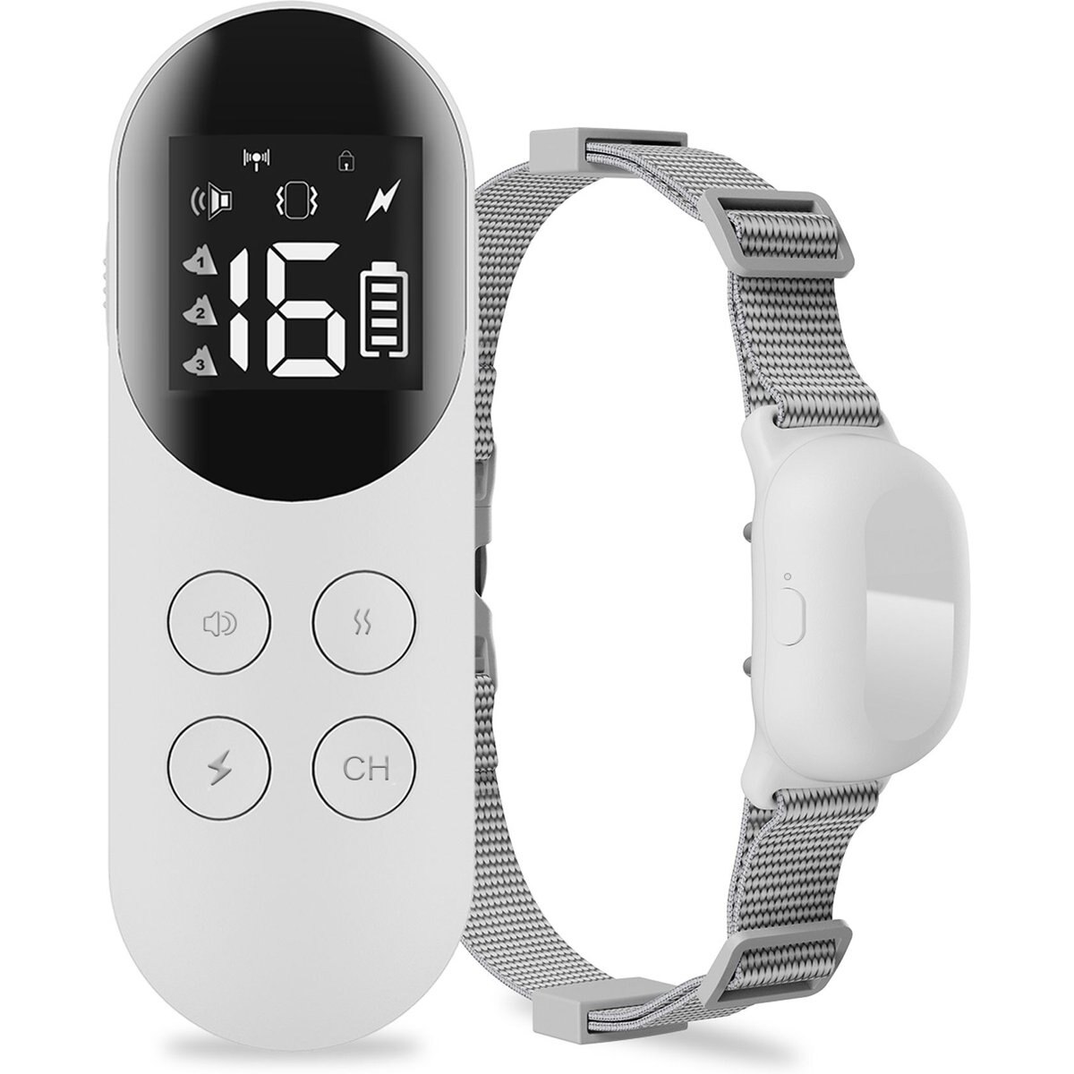 LvLrister Rechargeable & Waterproof Electric Dog Training Collar, White