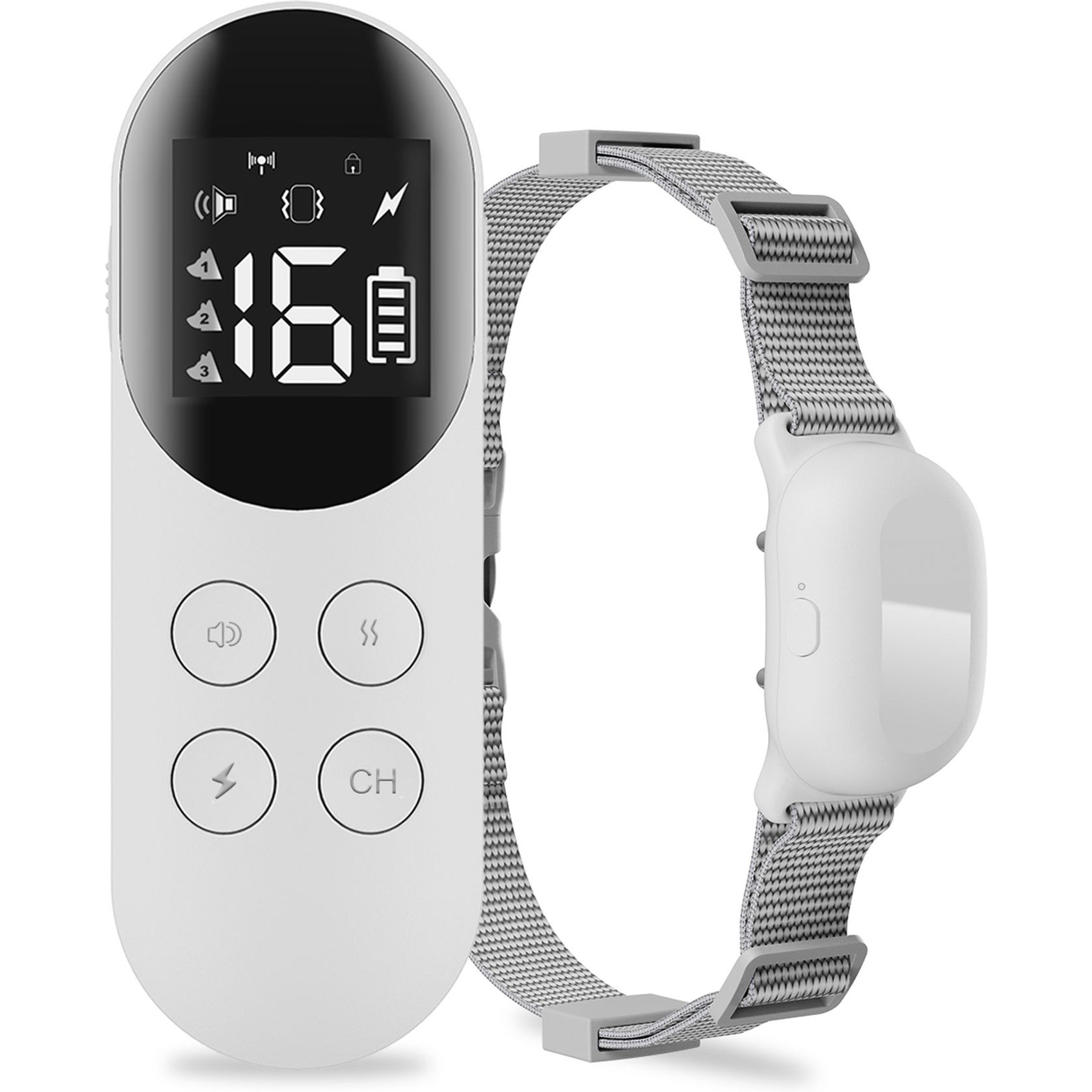 LvLrister Rechargeable & Waterproof Electric Dog Training Collar, White
