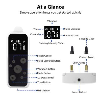 Show full view: Petdiary T250 Static Rechargeable Remote Dog Training Collar, White & Black, Small slide 7 of 9