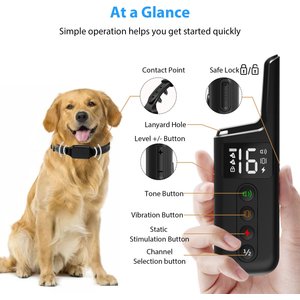 Petdiary T330 Waterproof Dog Remote Training Collar, Black