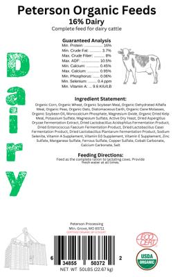 Show full view: Peterson Organic Feeds 16% Protein Dairy Cattle Feed, 50-lb bag slide 3 of 5