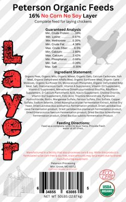 Show full view: Peterson Organic Feeds 16% Protein No Corn No Soy Layer Chicken Feed, 50-lb bag slide 3 of 4