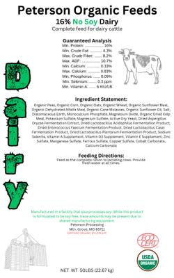 Show full view: Peterson Organic Feeds 16% Protein No Soy Dairy Cattle Feed, 50-lb bag slide 3 of 4