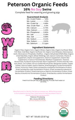 Show full view: Peterson Organic Feeds 16% Protein No Soy Swine Feed, 50-lb bag slide 3 of 4