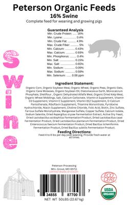 Show full view: Peterson Organic Feeds 16% Protein Swine Feed, 50-lb bag slide 3 of 3