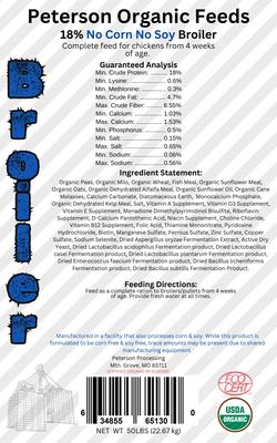 Show full view: Peterson Organic Feeds 18% Protein No Corn No Soy Broiler Chicken Feed, 50-lb bag slide 3 of 4