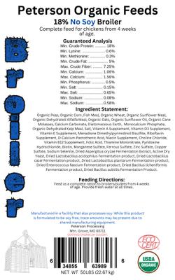 Show full view: Peterson Organic Feeds 18% Protein No Soy Broiler Chicken Feed, 50-lb bag slide 3 of 5