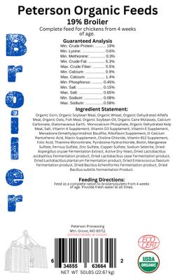 Show full view: Peterson Organic Feeds 19% Protein Broiler Grower Chicken Feed, 50-lb bag slide 3 of 5