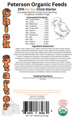 Show full view: Peterson Organic Feeds 20% Protein No Soy Chick Starter Chicken Feed, 50-lb bag slide 3 of 4
