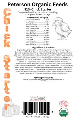 Show full view: Peterson Organic Feeds 21% Protein Chick Starter Chicken Feed, 50-lb bag slide 3 of 4