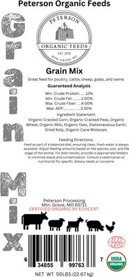 Show full view: Peterson Organic Feeds All Grain Mix/Scratch Farm Feed, 50-lb bag slide 3 of 4