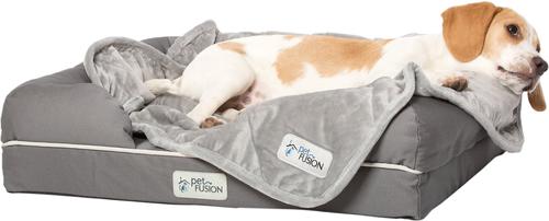 Show full view: PetFusion Microplush Quilted Dog & Cat Blanket, Gray, Medium slide 4 of 9