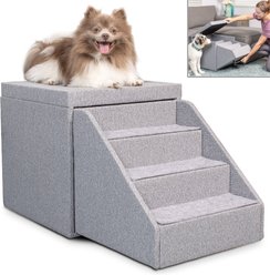 PetFusion Multi-Purpose Step Ottoman Cat & Dog Stairs, Gray