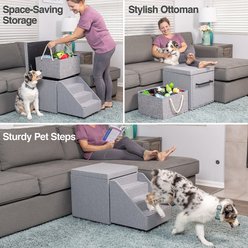 PetFusion Multi-Purpose Step Ottoman Cat & Dog Stairs, Gray slide 2 of 7
