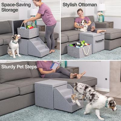 Show full view: PetFusion Multi-Purpose Step Ottoman Cat & Dog Stairs, Gray slide 2 of 7