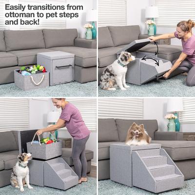 Show full view: PetFusion Multi-Purpose Step Ottoman Cat & Dog Stairs, Gray slide 3 of 7
