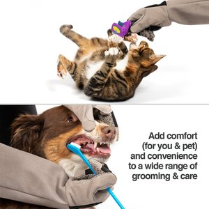 PetFusion Multipurpose Five Finger Dog & Cat Grooming Gloves, Large