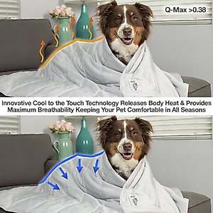 PetFusion Premium Cat & Dog Cooling Blanket, Cool Grey, Large