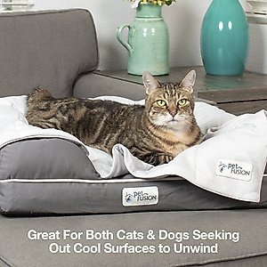 PetFusion Premium Cat & Dog Cooling Blanket, Cool Grey, Large