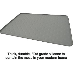 PetFusion ToughGrip Dog Food Mat, Gray, X-Large