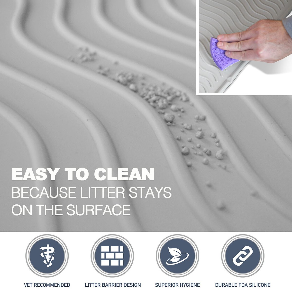 PetFusion SmartGrip Cat Litter Mat, Beige Twist