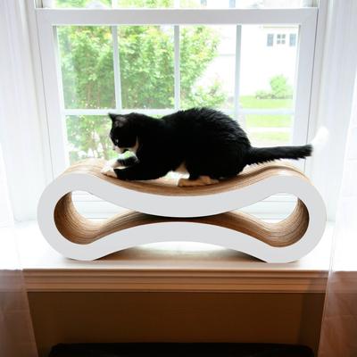 Show full view: PetFusion Ultimate Cat Scratcher Lounge Toy with Catnip, Cloud White slide 4 of 8
