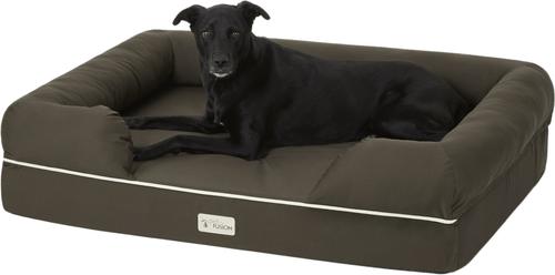 Show full view: PetFusion Ultimate Lounge Memory Foam Bolster Cat & Dog Bed with Removable Cover, Brown, Jumbo slide 4 of 7