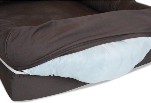 Show full view: PetFusion Ultimate Lounge Memory Foam Bolster Cat & Dog Bed with Removable Cover, Brown, Large slide 10 of 13