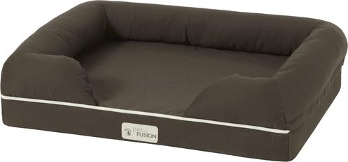 Show full view: PetFusion Ultimate Lounge Memory Foam Bolster Cat & Dog Bed with Removable Cover, Brown, Small slide 2 of 6