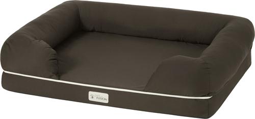 Show full view: PetFusion Ultimate Lounge Memory Foam Bolster Cat & Dog Bed with Removable Cover, Brown, X-Large slide 2 of 6